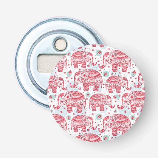 Rotes ethnisches Elefant-Muster Flaschenöffner (Vorderseite)