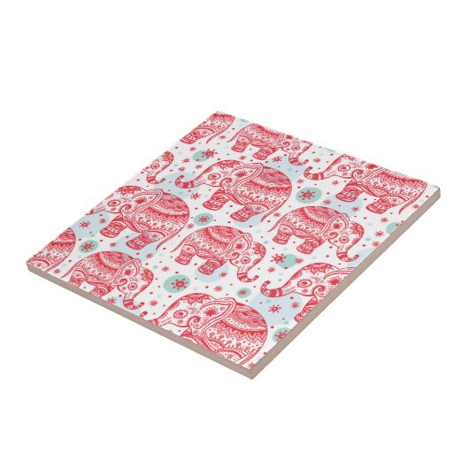 Rotes ethnisches Elefant-Muster Fliese (Seite)