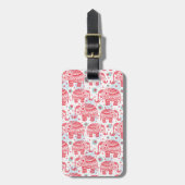 Rotes ethnisches Elefant-Muster Gepäckanhänger (Vorderseite vertikal)