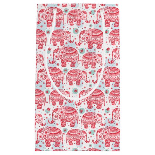 Rotes ethnisches Elefant-Muster Kleine Geschenktüte (Vorderseite)