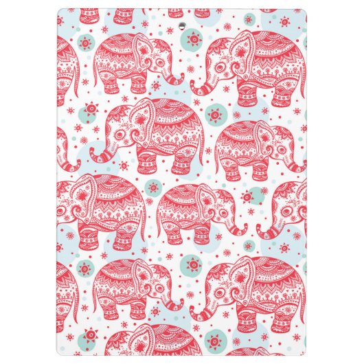 Rotes ethnisches Elefant-Muster Klemmbrett (Rückseite)