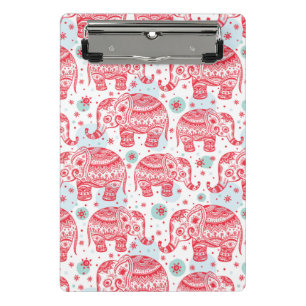 Rotes ethnisches Elefant-Muster Mini Klemmbrett