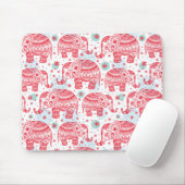 Rotes ethnisches Elefant-Muster Mousepad (Mit Mouse)