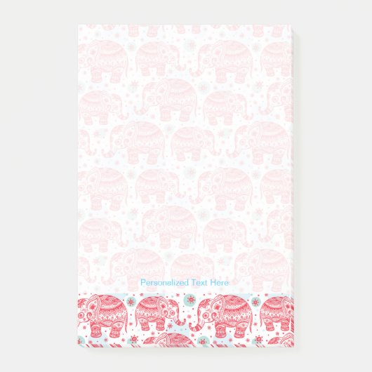 Rotes ethnisches Elefant-Muster Post-it Klebezettel (Vorderseite)