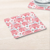 Rotes ethnisches Elefant-Muster Rechteckiger Pappuntersetzer (angewinkelt)