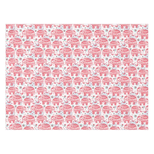 Rotes ethnisches Elefant-Muster Tischdecke (Vorderseite (Horizontal))
