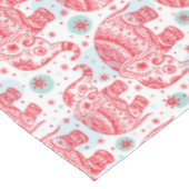 Rotes ethnisches Elefant-Muster Tischdecke (Schrägansicht)