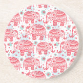 Rotes ethnisches Elefant-Muster Untersetzer (Vorne)