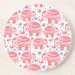 Rotes ethnisches Elefant-Muster Untersetzer