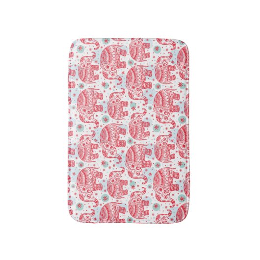 rotes ethnisches Elefantenmuster Badematte (Vorderseite Vertikal)