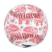 Rotes ethnisches Elefantenmuster Baseball (Rückseite)