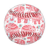 Rotes ethnisches Elefantenmuster Baseball (Vorderseite)