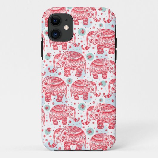rotes ethnisches Elefantenmuster Case-Mate iPhone Hülle (Rückseite)