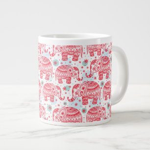 rotes ethnisches Elefantenmuster Jumbo-Tasse