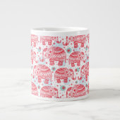 rotes ethnisches Elefantenmuster Jumbo-Tasse (Vorderseite)