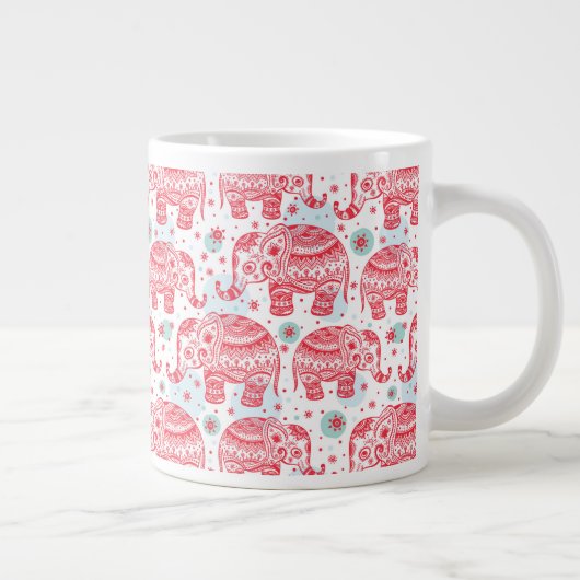 rotes ethnisches Elefantenmuster Jumbo-Tasse (Rechts)