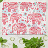 rotes ethnisches Elefantenmuster Küchentuch (Gefaltet)