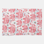 rotes ethnisches Elefantenmuster Küchentuch (Horizontal)