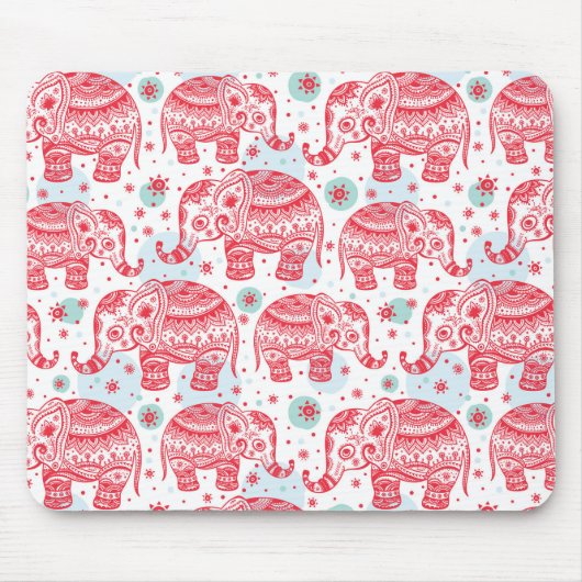 Rotes ethnisches Elefantenmuster Mousepad (Vorne)