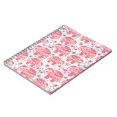 rotes ethnisches Elefantenmuster Notizblock (Linke Seite)