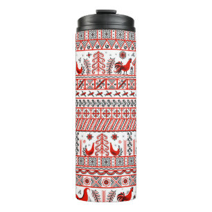 Rotes, ethnisches, nahtloses Stammesmuster Thermosbecher