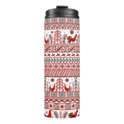 Rotes, ethnisches, nahtloses Stammesmuster Thermosbecher (Vorderseite)