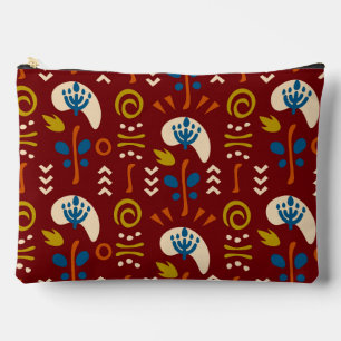 Rotes ethnisches Sommer-Boho-Blumenmuster Zubehörtasche