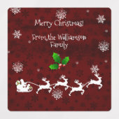 Rotes Etikett für Schlitten und Rentier (Design 1)