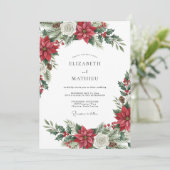 Rotes exquisites Winterhochzeit Einladung (Stehend Vorderseite)