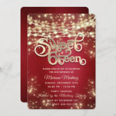 Rotes extravagantes, elegantes Streichlicht golden Einladung (Vorne/Hinten)