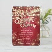 Rotes extravagantes, elegantes Streichlicht golden Einladung (Stehend Vorderseite)