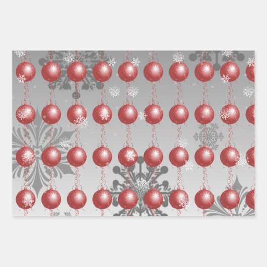 Rotes Extravagantes Weihnachtsschmuckpapier Geschenkpapier Set (Vorderseite 2)