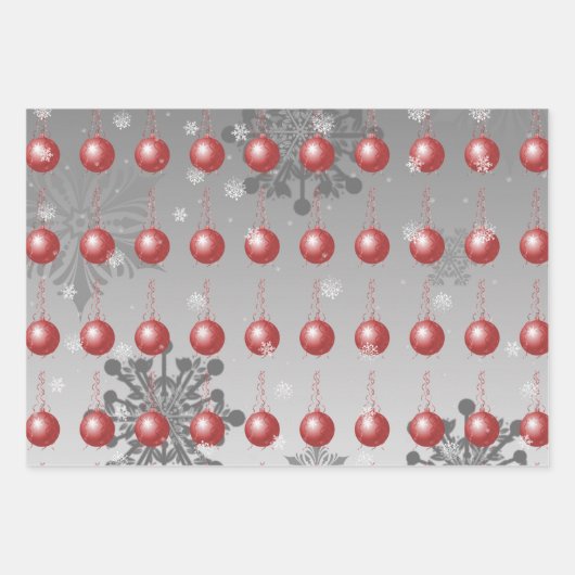 Rotes Extravagantes Weihnachtsschmuckpapier Geschenkpapier Set (Vorderseite)