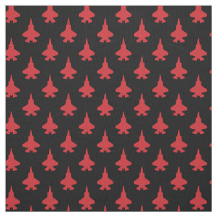 Rotes F-35-Blitzstrahlmuster auf schwarz Stoff