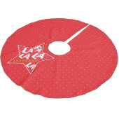 Rotes Fa-La-La-fabelhafter Polyester Weihnachtsbaumdecke (Schrägansicht)