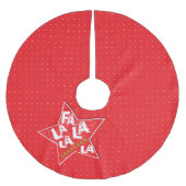 Rotes Fa-La-La-fabelhafter Polyester Weihnachtsbaumdecke (Vorderseite)
