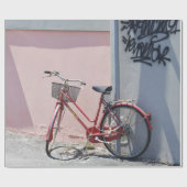 ROTES FAHRRAD AUF DER STRASSE GESCHENKPAPIER (Flach)