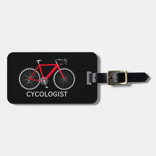 Rotes Fahrrad auf Schwarz Gepäckanhänger (Vorderseite horizontal)