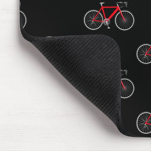 Rotes Fahrrad auf schwarz Mousepad (Ecke)