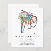 Rotes Fahrrad Floral Basket Budget Moving Card (Vorne/Hinten)