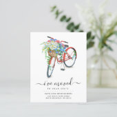 Rotes Fahrrad Floral Basket Budget Moving Card (Stehend Vorderseite)