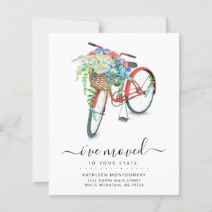 Rotes Fahrrad Floral Basket Budget Moving Card