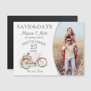 Rotes Fahrrad Foto Save-the-Date Magneteinladung