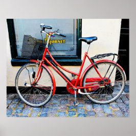 Rotes Fahrrad, Kopenhagen, Dänemark Poster
