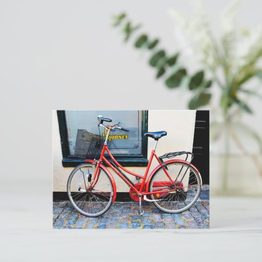 Rotes Fahrrad, Kopenhagen, Dänemark Postkarte (Stehend Vorderseite)