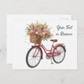 Rotes Fahrrad mit Blume Basket Vintag Postkarte (Vorne/Hinten)