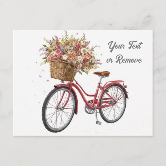 Rotes Fahrrad mit Blume Basket Vintag Postkarte (Vorderseite)