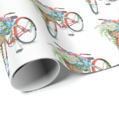 Rotes Fahrrad mit Blume-Korb Geschenkpapier (Rolleneckpunkt)