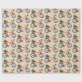 Rotes Fahrrad mit grüner Pflanze Geschenkpapier (Flach)