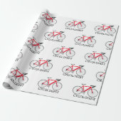 Rotes Fahrrad mit Text des Zykologen auf Weiß Geschenkpapier (Ungerollt)